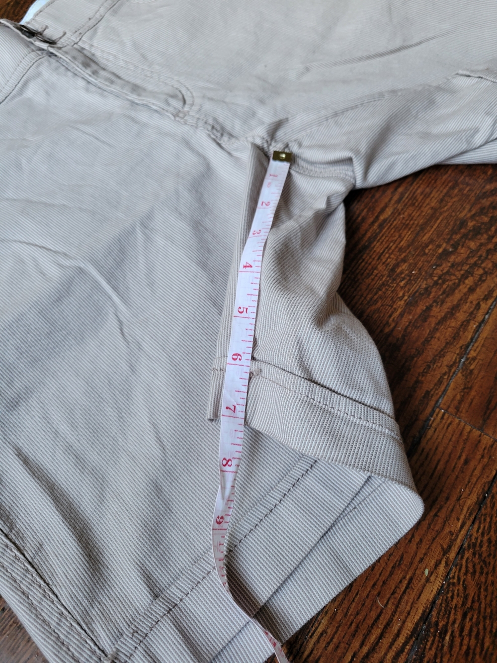 Lee Womens Walk Shorts Beige Stripe Stretch High Rise Comfort Waistband Size 8 M - Picture 10 of 17